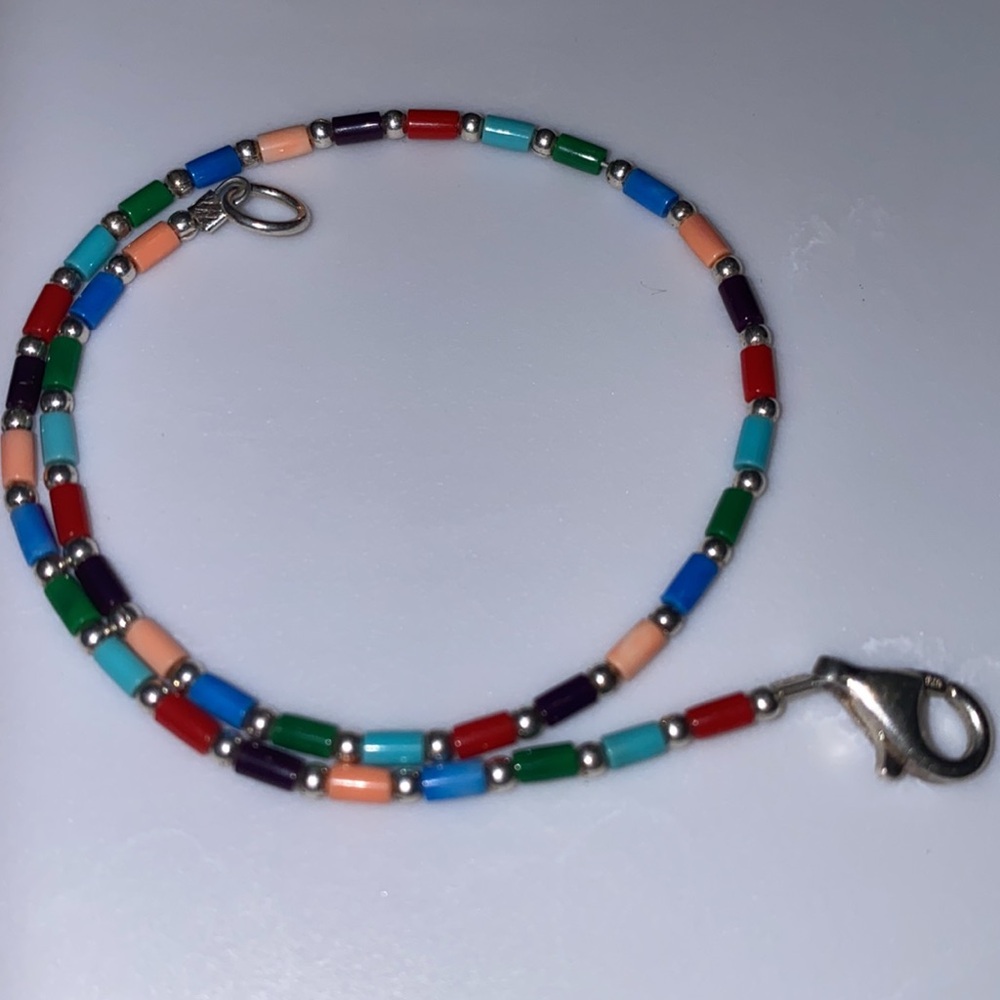 🩵Adorable Silpada Colorful Beaded Anklet with Silver Accents 🩵